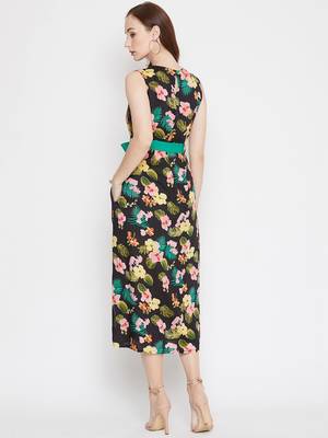 Black printed viscose rayon long-dresses 5