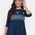 Navy blue embroidered viscose rayon party-tops