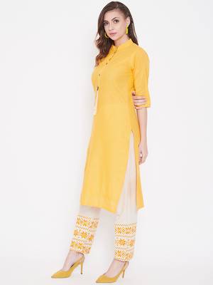 Yellow embroidered cotton salwar 3