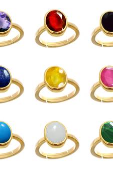 Gold Plated Adjustable Blue Lapis Lazuli 3.25 Ratti Stone Ring Oval Shape Cabochon Cut Ring