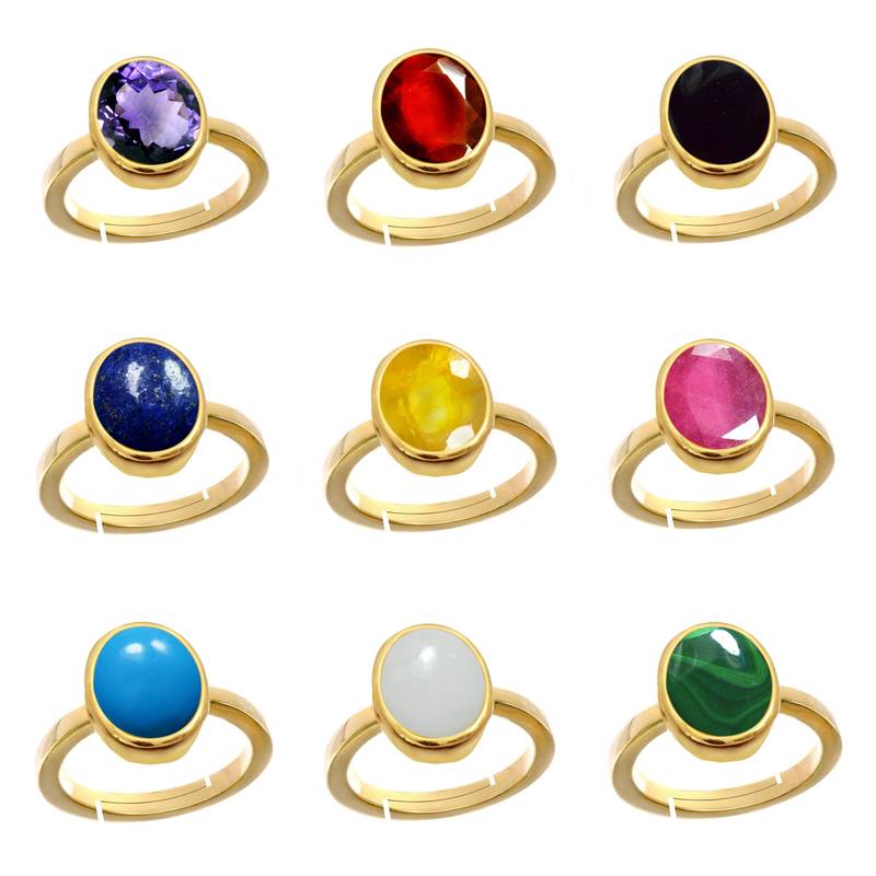 Gold Plated Adjustable Blue Lapis Lazuli 3.25 Ratti Stone Ring Oval Shape Cabochon Cut Ring