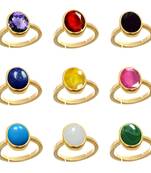 Gold Plated Adjustable Blue Lapis Lazuli 7.25 Ratti Stone Ring Oval Shape Cabochon Cut Ring