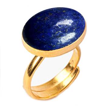 Gold Plated Adjustable Yellow Lapis Lazuli 4.25 Ratti Stone Ring Oval Shape Cabochon Cut Ring 2