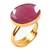 Gold Plated Adjustable Pink Ruby 4.25 Ratti Stone Ring Oval Shape Faceted Cut Ring