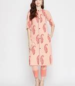 Peach printed cotton salwar