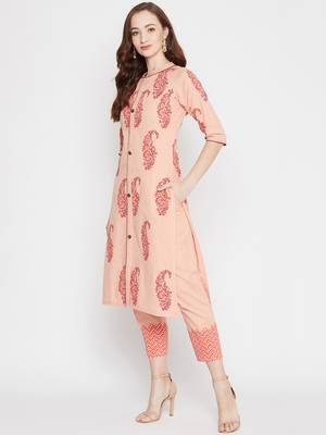 Peach printed cotton salwar 3