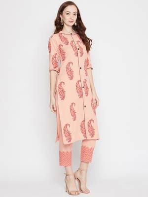 Peach printed cotton salwar 4