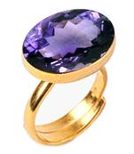 Gold Plated Adjustable Purple Amethyst 3.25 Ratti Stone Ring Oval Shape Faceted Cut Ring