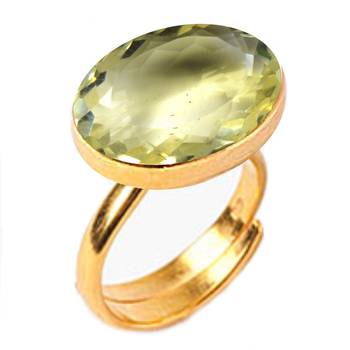 Gold Plated Adjustable Yellow Citrine 4.25 Ratti Stone Ring Oval Shape Faceted Cut Ring 2