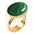Gold Plated Adjustable Green Malachite 4.25 Ratti Stone Ring Oval Shape Cabochon Cut Ring