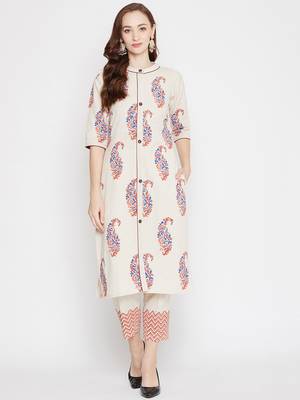 Off-white printed cotton salwar 1