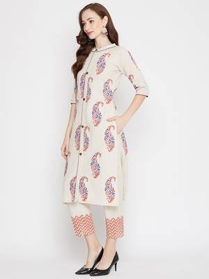 Off-white printed cotton salwar 3