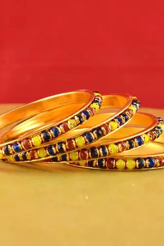 Rajasthani Gokharoo,Kara Churi Meenakari,Moti,Cz,Stone,Bangles