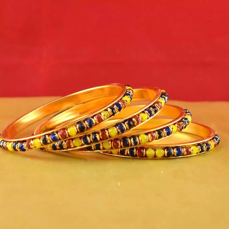 Rajasthani Gokharoo,Kara Churi Meenakari,Moti,Cz,Stone,Bangles
