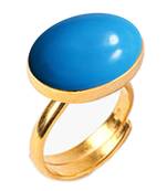 Gold Plated Adjustable Yellow Turquoise 7.25 Ratti Stone Ring Oval Shape Cabochon Cut Ring