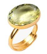 Gold Plated Adjustable Yellow Citrine 8.25 Ratti Stone Ring Oval Shape Faceted Cut Ring