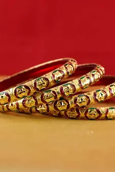 Rajasthani gokharoo,kara churi meenakari,moti,cz,stone,bangles size-2.4,2.6,2.8