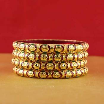 Rajasthani gokharoo,kara churi meenakari,moti,cz,stone,bangles size-2.4,2.6,2.8 2