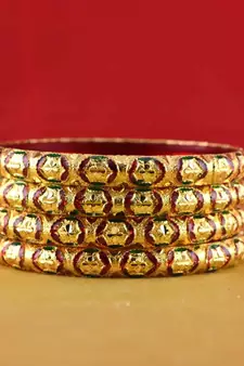 Rajasthani gokharoo,kara churi meenakari,moti,cz,stone,bangles size-2.4,2.6,2.8