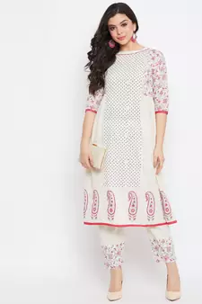 off white printed cotton salwar