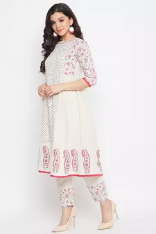 off white printed cotton salwar