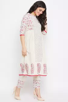 off white printed cotton salwar
