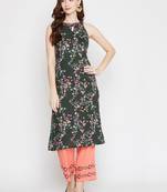 Green floral print rayon salwar