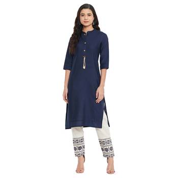 Navy blue embroidered cotton salwar 1