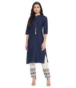 Navy blue embroidered cotton salwar