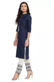 Navy blue embroidered cotton salwar