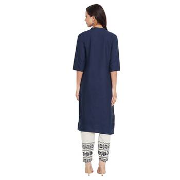 Navy blue embroidered cotton salwar 4