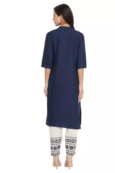 Navy blue embroidered cotton salwar