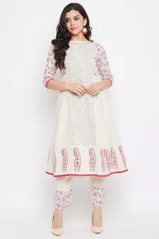 off white printed cotton salwar