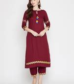 Maroon embroidered rayon salwar