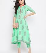 Green printed cotton salwar
