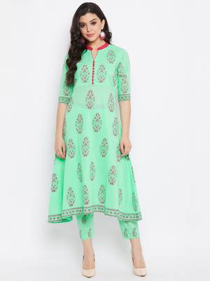 Green printed cotton salwar 2
