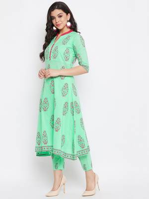 Green printed cotton salwar 3