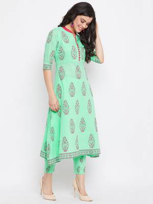 Green printed cotton salwar 4