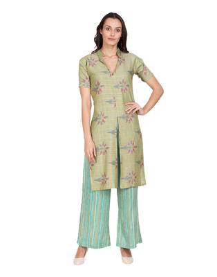 Green printed Rayon  kurti &   palazzo 1