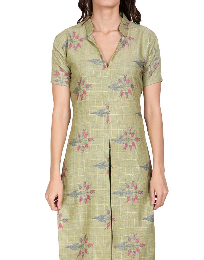 Green printed Rayon  kurti &   palazzo