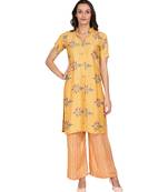 Yellow printed Rayon  kurti &   palazzo