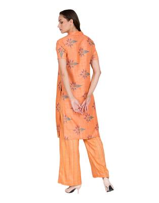 Orange printed Rayon  kurti &   palazzo 2
