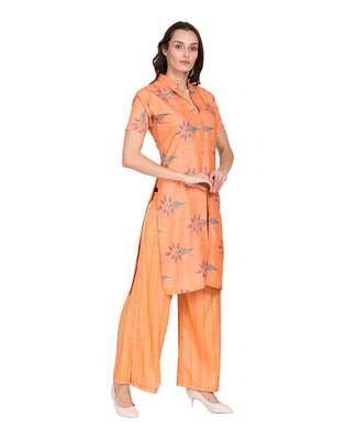 Orange printed Rayon  kurti &   palazzo 4
