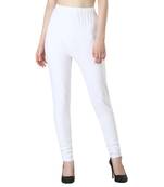 Women White Solid Churidar Leggings