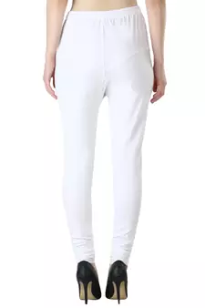 Women White Solid Churidar Leggings