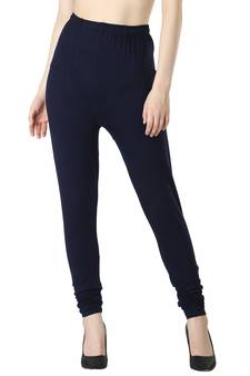 Women Navy Solid Churidar Leggings