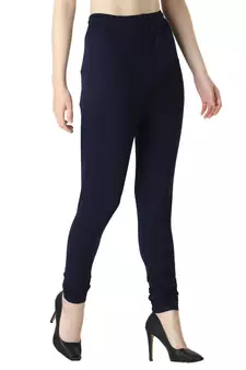 Women Navy Solid Churidar Leggings
