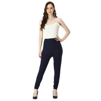 Women Navy Solid Churidar Leggings 5