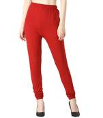 Women Red Solid Churidar Leggings