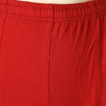Women Red Solid Churidar Leggings 5